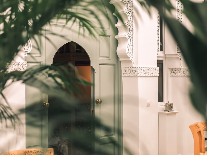 Traditional riad courtyard with plunge pool in the Marrakech medina